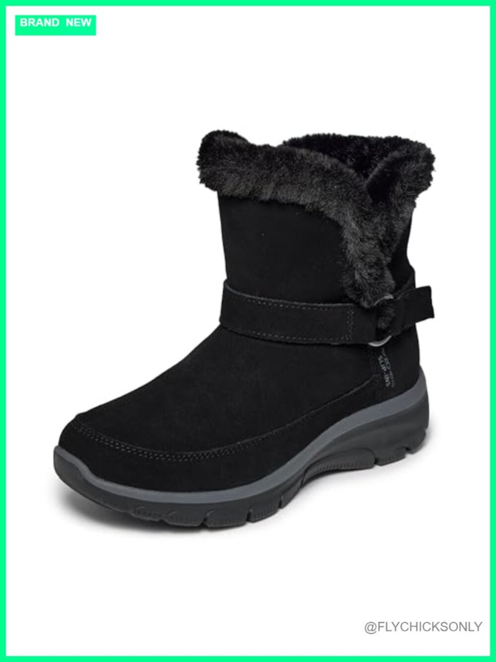 Suede Mid-Calf Boots Faux Fur Lined Hands Free Slip-Ins - Water Stain Resistant